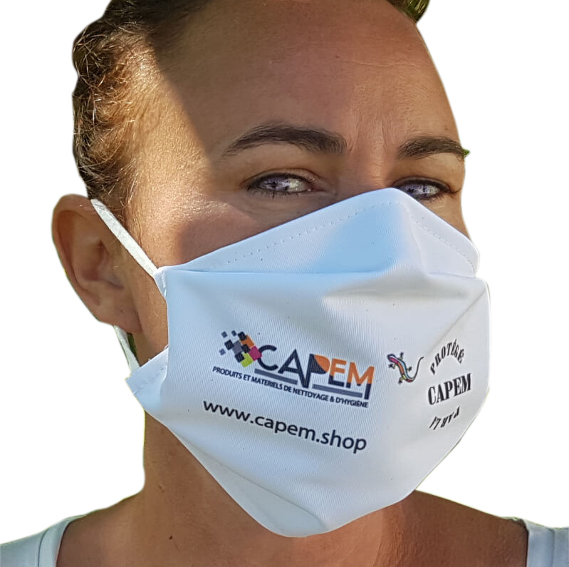 Masque de protection barrire 3 plis  LOGO CAPEM - Recouvre nez bouche et menton