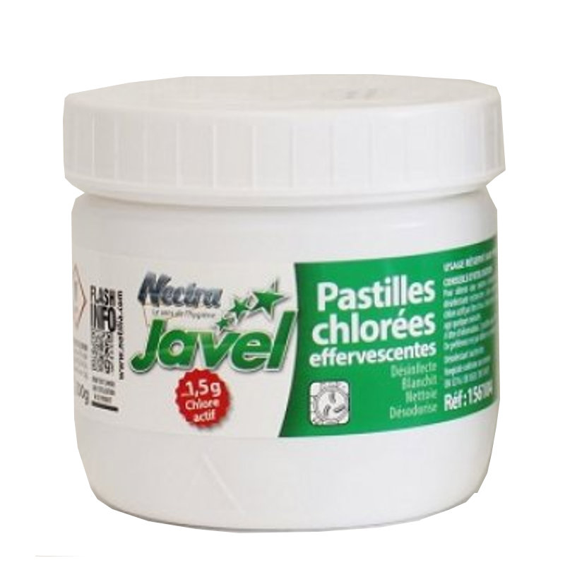 PASTILLES CHLORE 500 Gr NEC - Boite 150 - Dsodorise blanchit dsinfecte nettoie