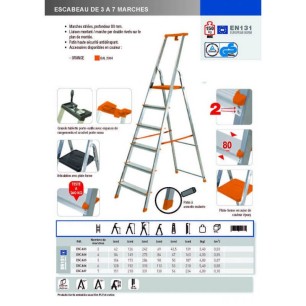 ESCABEAU en aluminium 3 marches (norme Française)
