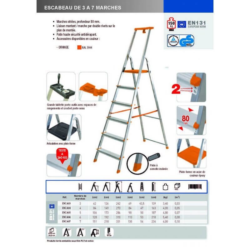 ESCABEAU en aluminium 5 marches (norme Française) ESCABEAU en aluminium 5 marches (norme Française)