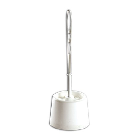 BALAYETTE WC BLANCHE + SUPPORT - Large pot, manche rigide, tres fibré