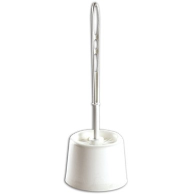 BALAYETTE WC BLANCHE + SUPPORT - Large pot, manche rigide, tres fibré