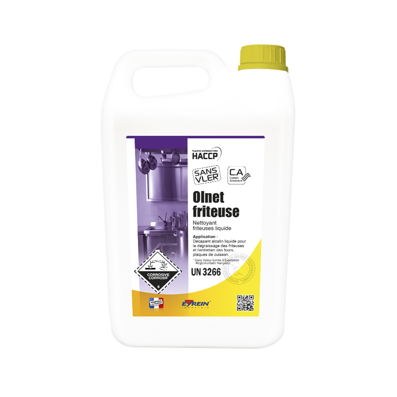 OLNET FRITEUSE - Bidon 5 L - Nettoyant dégraissant liquide des friteuses OLNET FRITEUSE - Bidon 5 L - Nettoyant dégraissant liquide des friteuses
