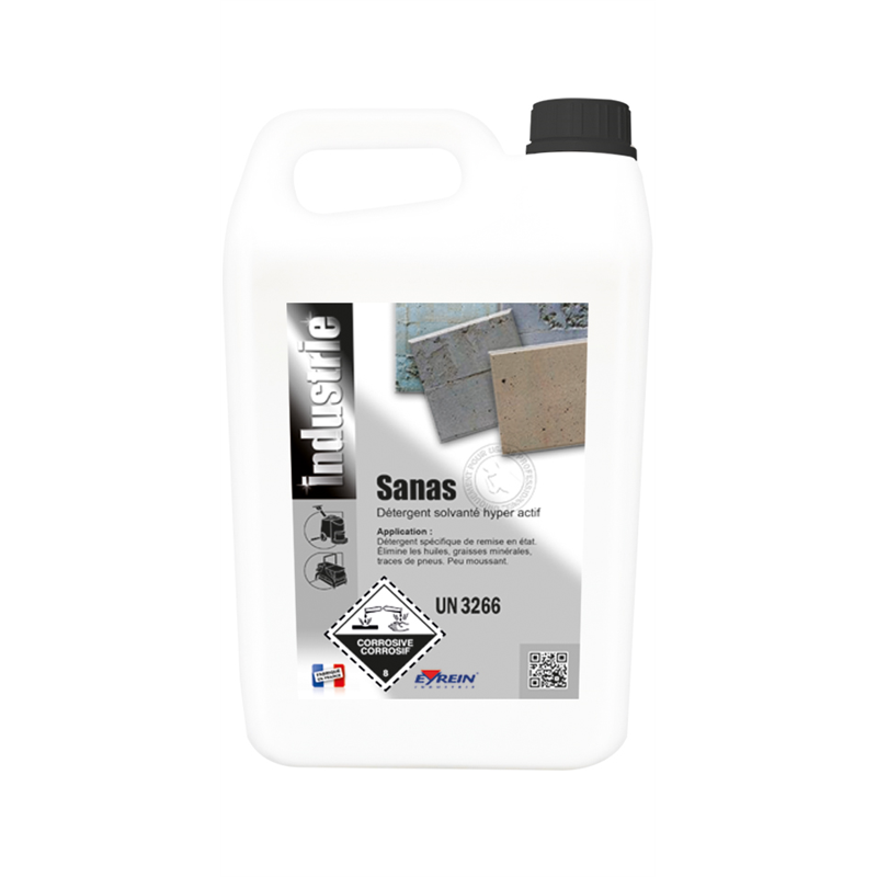 SANAS - Bidon 5 L - Détergent solvanté hyper actif anti graisses minérales