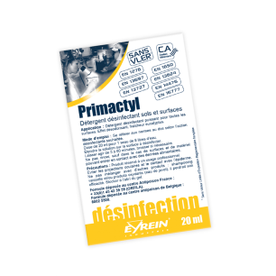 PRIMACTYL - DOSES 20 ml x 100 - Puissant détergent désinfectant sols et surface