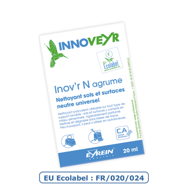 INOV'R N AGRUME - Carton 250 doses - Nettoyant sols et surfaces neutre -ECOLABEL