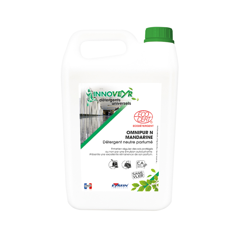 OMNIPUR N MANDARINE - Bidon 5 L - Détergent neutre parfumé sol protégé - ECOCERT