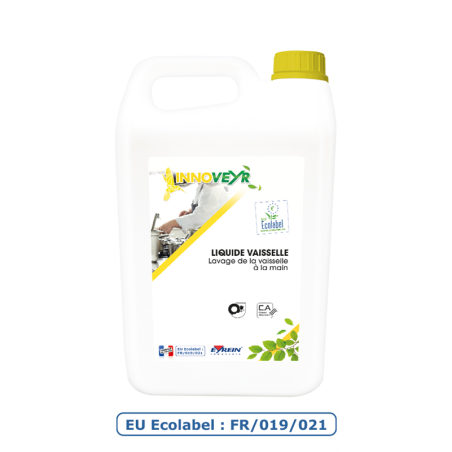 LIQUIDE VAISSELLE ECOLOGIQUE - Bidon 5L - Lavage manuel inodore - ECOLABEL