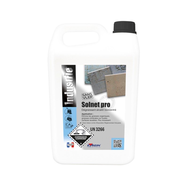 SOLNET PRO - Bidon 5 L - Dégraissant alcalin concentré béton, carrelages, ...