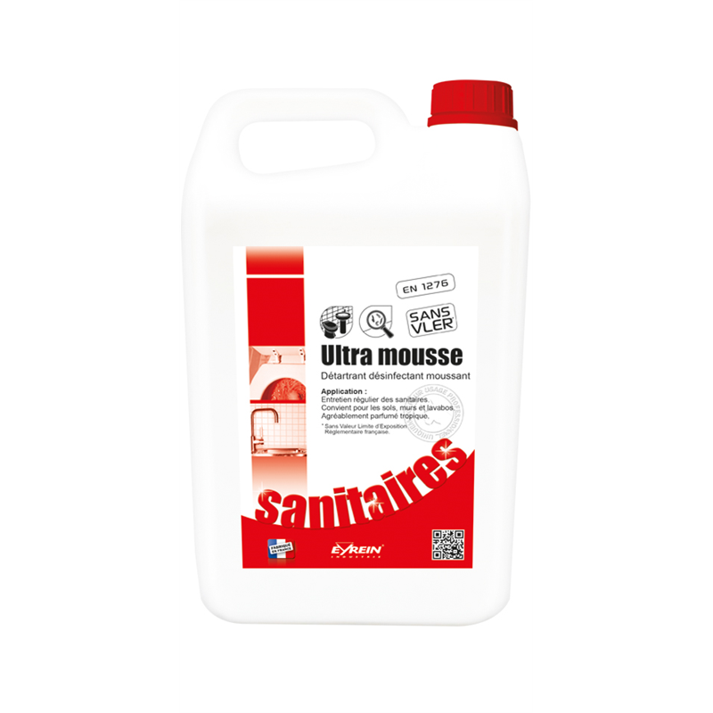 ULTRA MOUSSE - Bidon 5L - Nettoyant détartrant désinfectant moussant sanitaires