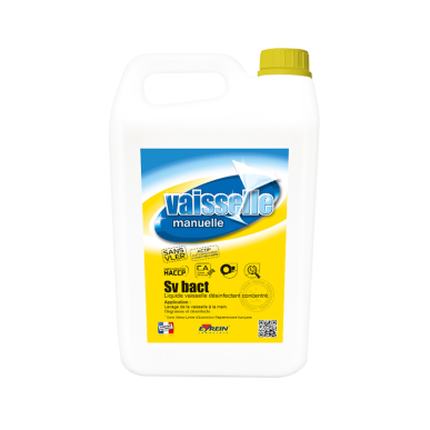 SV BACT - Bidon 5 L - Liquide vaisselle manuelle concentré désinfectant, parfumé