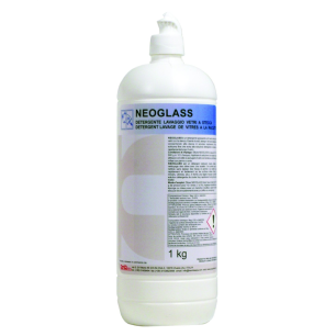 NEOGLASS - Bidon 1 Kg - Détergent nettoyant neutre lavage vitres avec raclettes