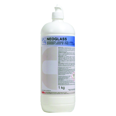 NEOGLASS - Bidon 1 Kg - Détergent nettoyant neutre lavage vitres avec raclettes