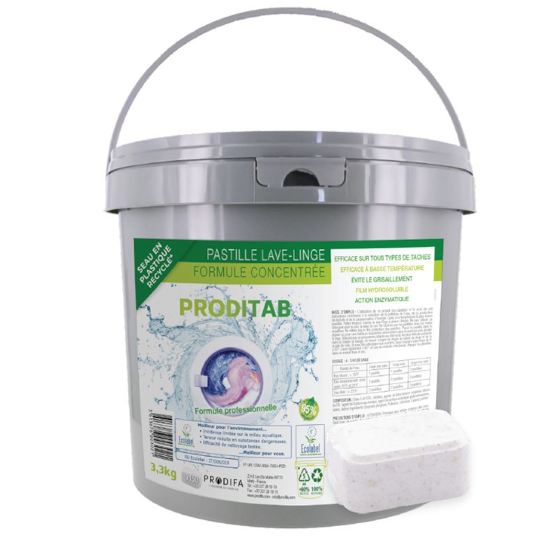 PASTILLE LESSIVE LINGE ECOLABEL - Seau de 150 -