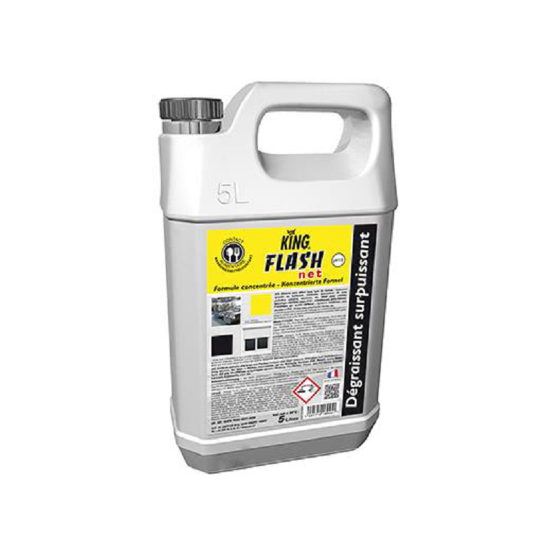FLASH NET - Bidon 5 L  - DEGRAISSANT SURPUISSANT KING toutes surfaces lavables