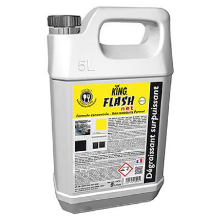 FLASH NET - Bidon 5 L - DEGRAISSANT SURPUISSANT KING toutes surfaces lavables