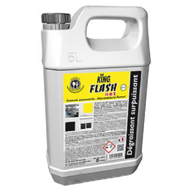 FLASH NET - Bidon 5 L  - DEGRAISSANT SURPUISSANT KING toutes surfaces lavables