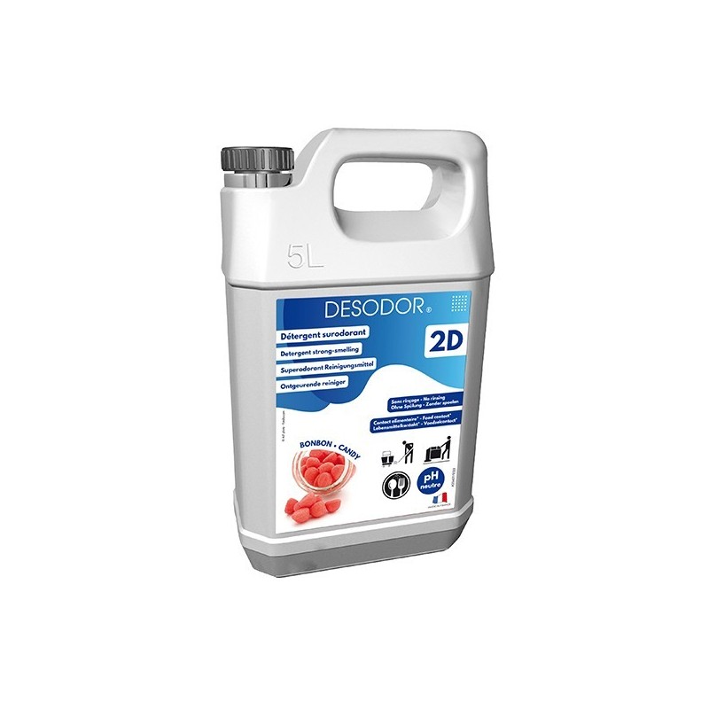 DESODOR 2D BONBON U2 - Bidon 5 L - Détergent neutre odorisant surfaces lavables