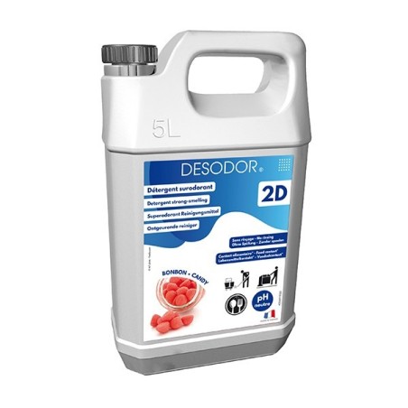 DESODOR 2D BONBON U2 - Bidon 5 L - Détergent neutre odorisant surfaces lavables