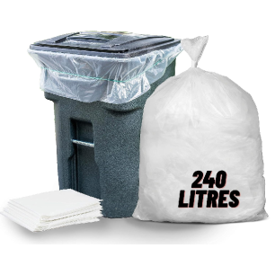 SACS POUBELLES 240 L TRANSPARENTS - Gamme MASTER - Carton de 100 sacs - BD -