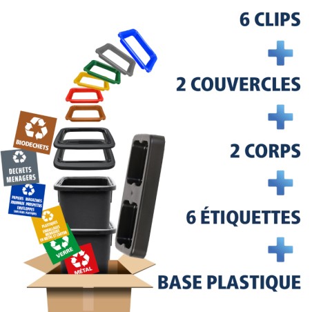 KIT DOUBLE TRI SELECTIF FIT 50L + BASE + LOT INSERTS & ETIQUETTES - Ecogreen