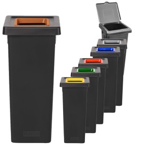 POUBELLE TRI SELECTIF FIT 70L NOIR + INSERT MARRON (Bio-Déchets) - Ecogreen