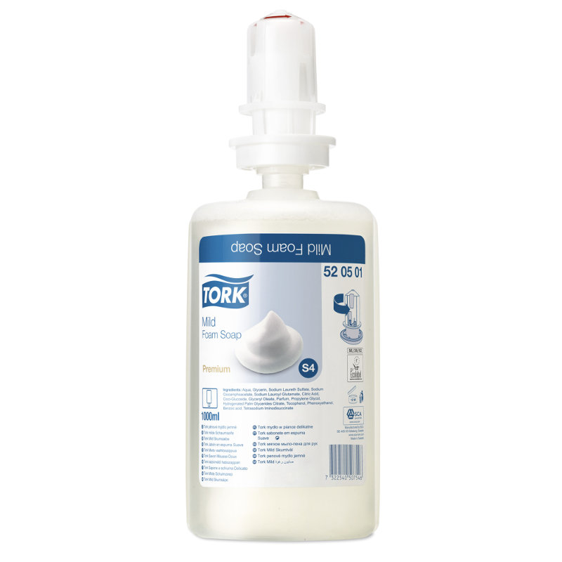 RECHARGE TORK SAVON MOUSSE DOUX - 1 L - Savon de lavage des mains - S4