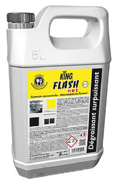 FLASH NET - Bidon 5 L  - DEGRAISSANT SURPUISSANT KING toutes surfaces lavables