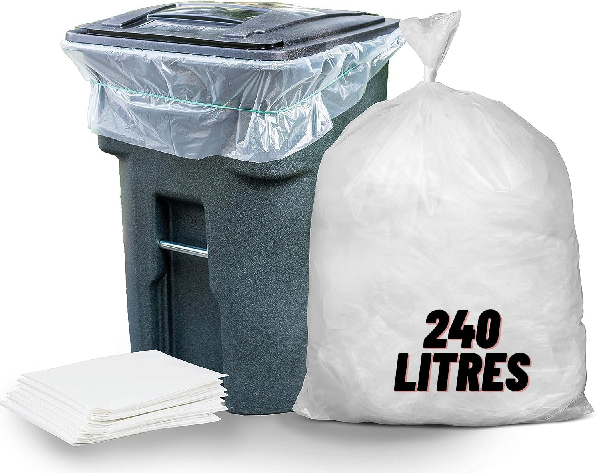 SACS POUBELLES 240 L BD TRANSPARENT 30 STD - Carton de 100 sacs
