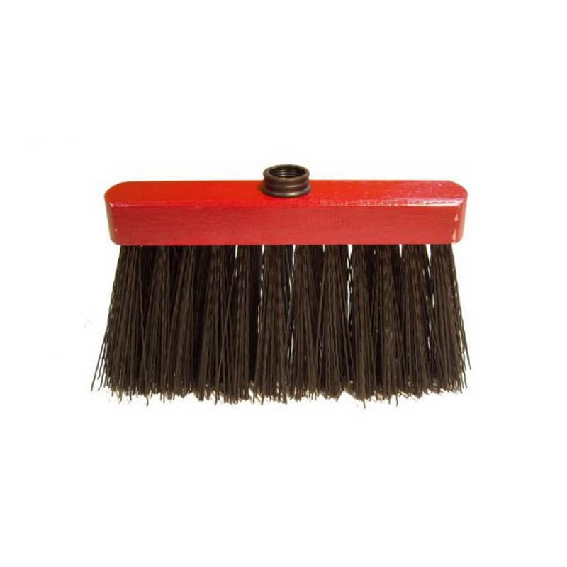 BALAI MIQUET SYNTHETIQUE - Balai PVC noir 24 cm, 3 rangs, support bois en rouge