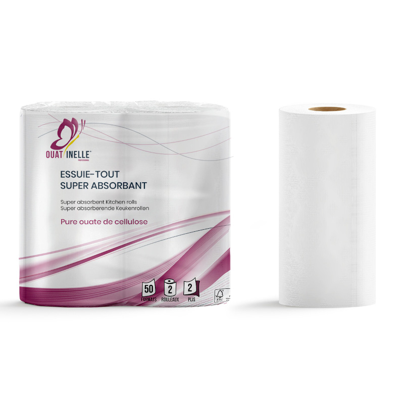 Papier absorbant pure ouate de cellulose ecolabel - 6 rouleaux