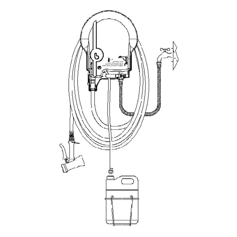 CENTRALE DE DESINFECTION 1 PRODUIT - 15M + PISTOLET + SUPPORT