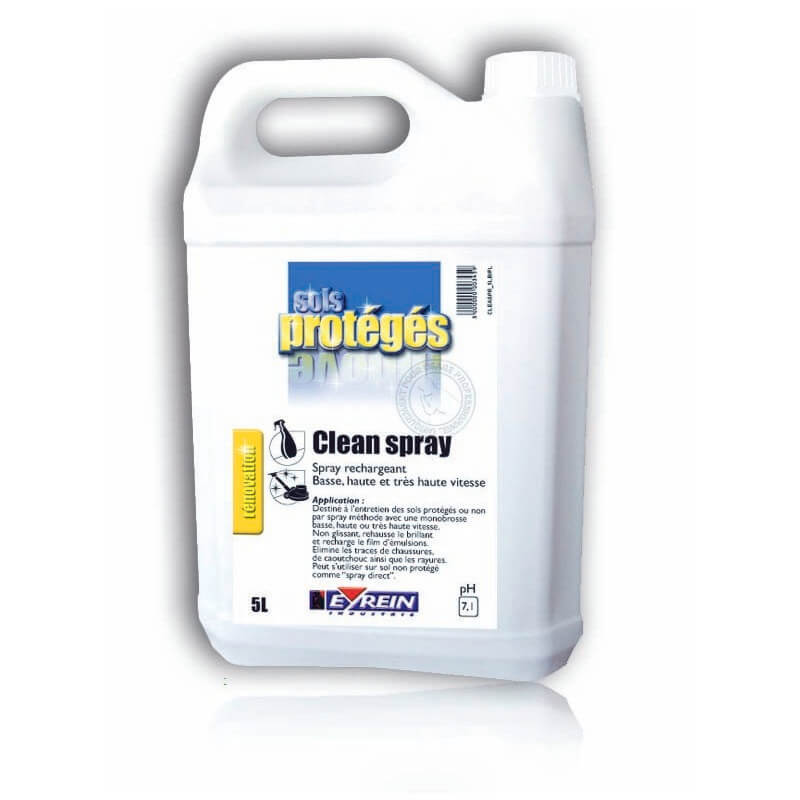 CLEAN SPRAY - Bidon 5L - Entretien des sols protégés ou non par spray méthode