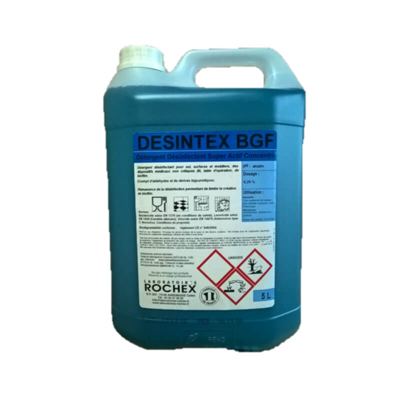 DESINTEX BGF - Bidon 5 L - Détergent désinfectant super actif concentré