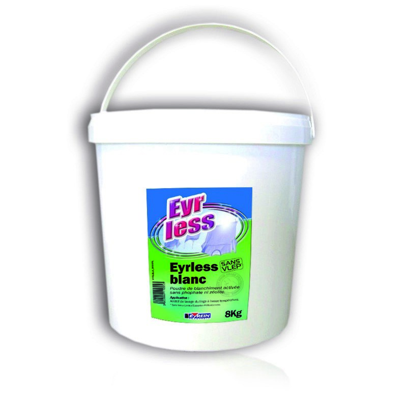 EYRLESS BLANC - Seau 8 Kg - Poudre de blanchiment active. Additif lessive