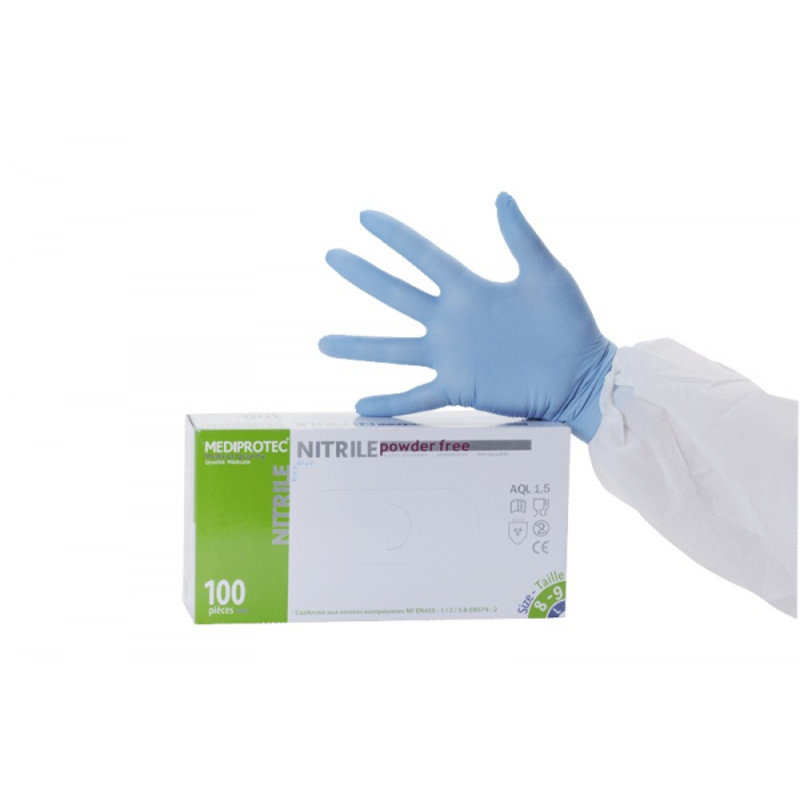 GANT NITRILE BLEU NON POUDRE T.S - Boite de 100 - Protections, et dextrits