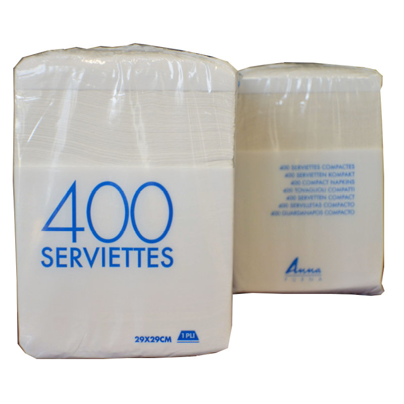 SERVIETTES BLANCHES 29 x 29 cm - 1 Pli - Carton de 3200 serviettes