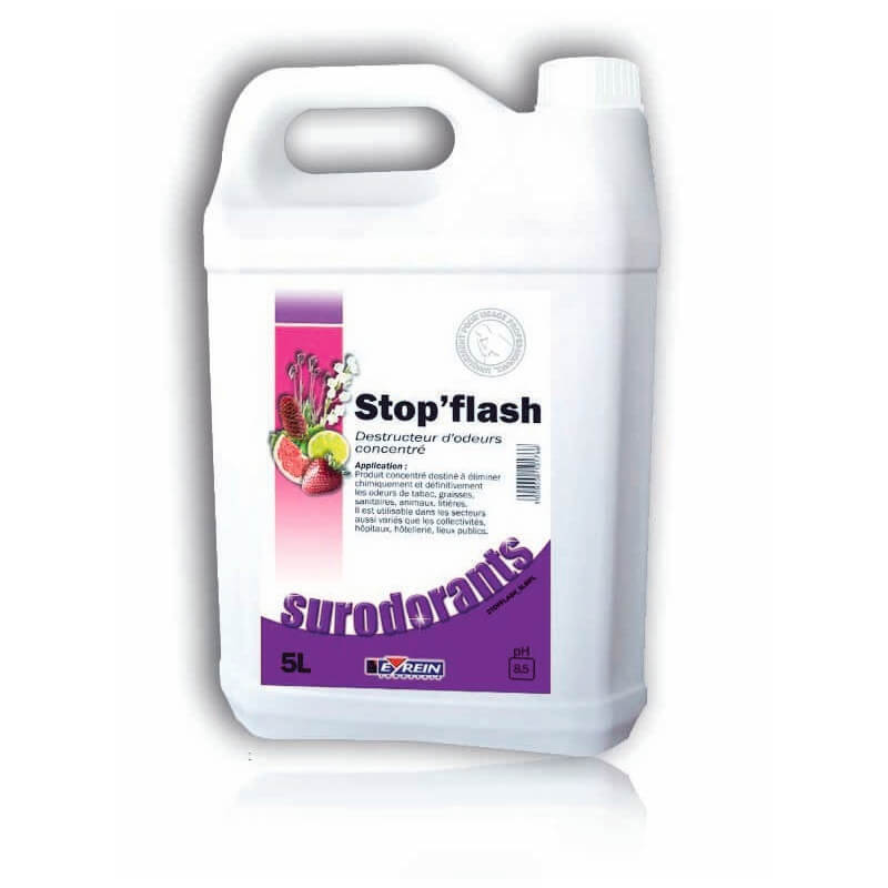 STOP FLASH - Bidon 5 L - Destructeur d'odeurs prêt à l’emploi et biodégradable