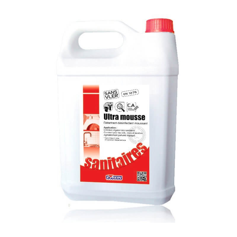 ULTRA MOUSSE - Bidon 5L - Nettoyant détartrant désinfectant moussant sanitaires